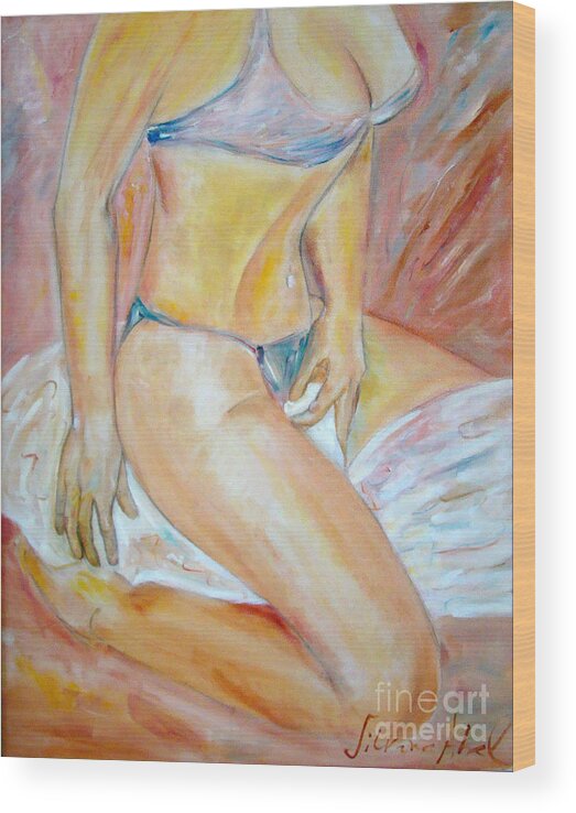 Contemporary Art Wood Print featuring the painting Sensual by Silvana Abel