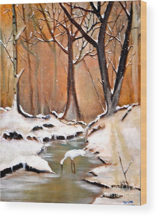 Winter Wood Print featuring the painting Shadows Beyond Winter by Denise Tomasura