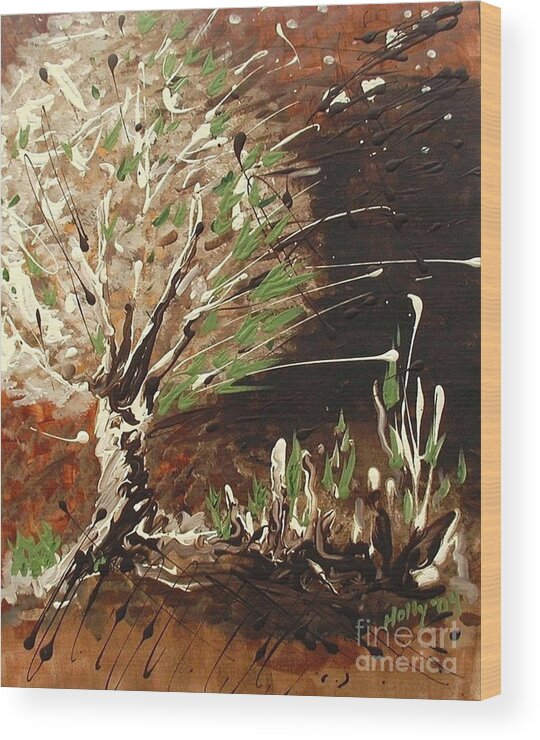 Tree Wood Print featuring the painting Shadows by Holly Carmichael