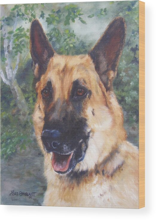 German Shepard Wood Print featuring the painting Shep by Lori Brackett