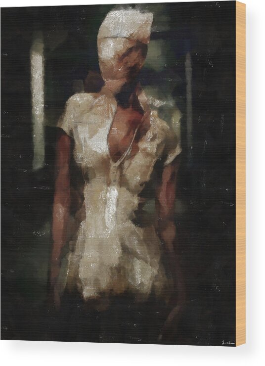 Www.themidnightstreets.net Wood Print featuring the digital art Silent Hill Nurse by Joe Misrasi
