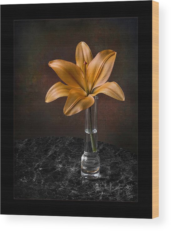 Flower Wood Print featuring the photograph Single Asiatic Lily in Vase by Endre Balogh