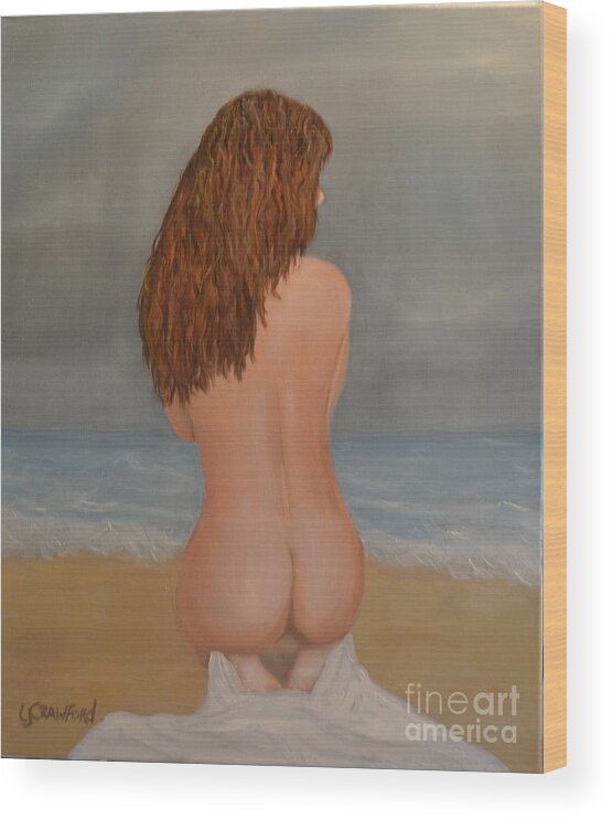 Nude Wood Print featuring the painting Siren by Lori Jacobus-Crawford