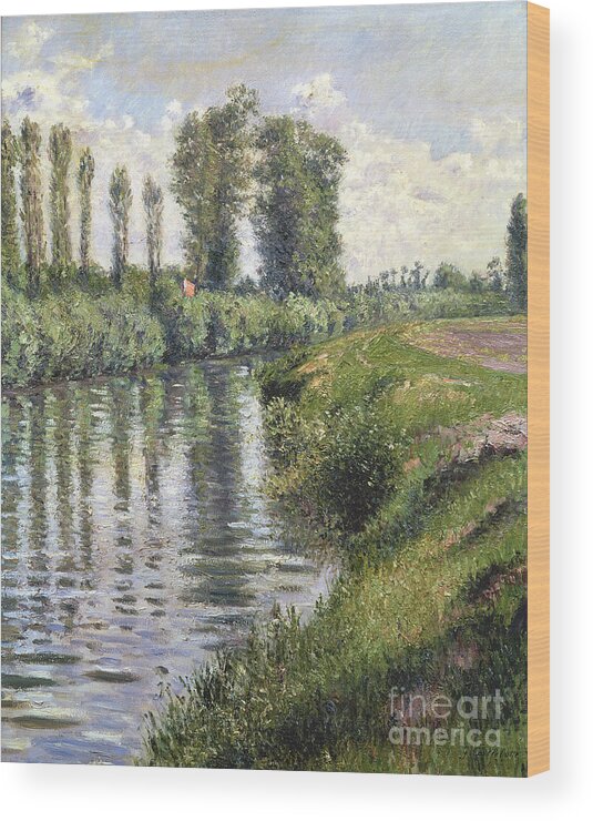 River; Impressionist; Landscape; Banks; Reflection; Reflet Wood Print featuring the painting Small Branch of the Seine at Argenteuil by Gustave Caillebotte