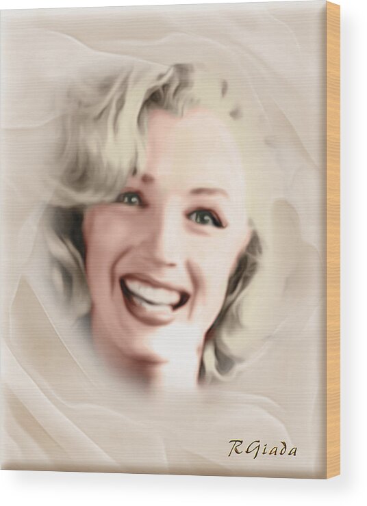Portrait Wood Print featuring the digital art Smile of a goddess by Giada Rossi