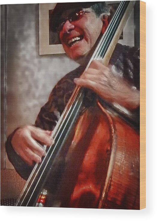 Don Prell Wood Print featuring the photograph Smiling Bass Player by Jessica Levant