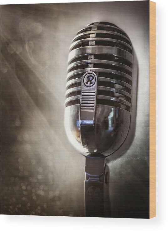 Mic Wood Print featuring the photograph Smoky Vintage Microphone by Scott Norris