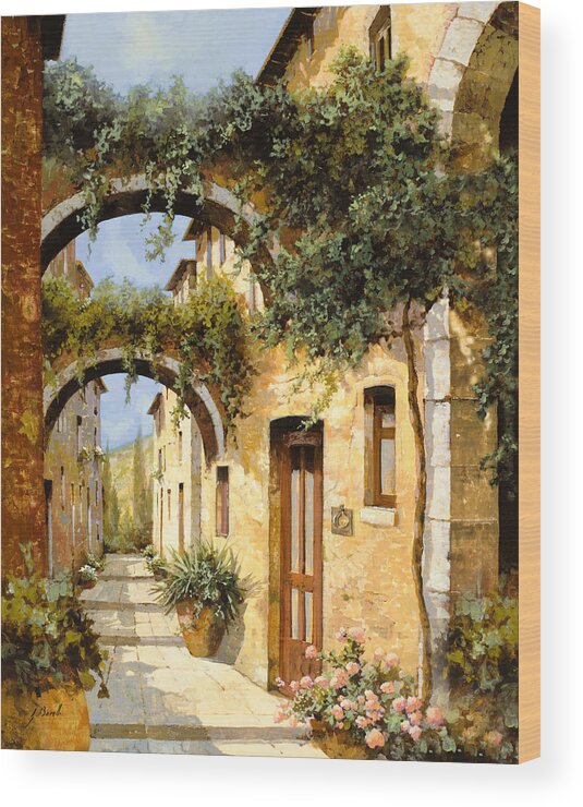 Arch Wood Print featuring the painting Sotto Gli Archi by Guido Borelli