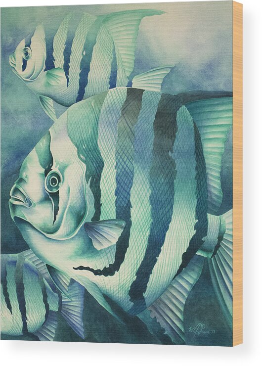 Spadefish Wood Print featuring the painting Spadefish by William Love