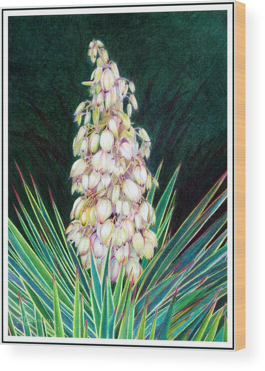 Yucca Wood Print featuring the painting Spanish Bayonet by Mariarosa Rockefeller