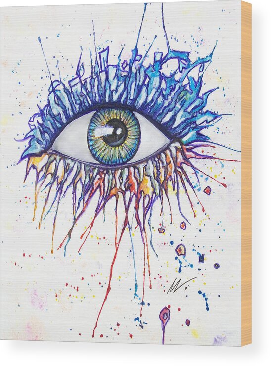 Painting Wood Print featuring the painting Splash Eye 1 by Kiki Art
