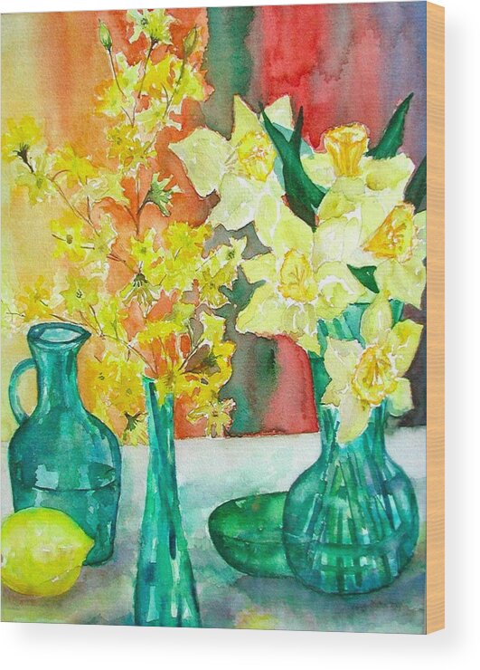 Spring Wood Print featuring the painting Spring by Anna Ruzsan