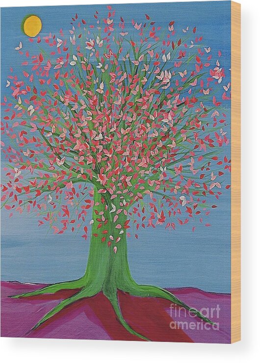 Spring Wood Print featuring the painting Spring Fantasy Tree by jrr by First Star Art
