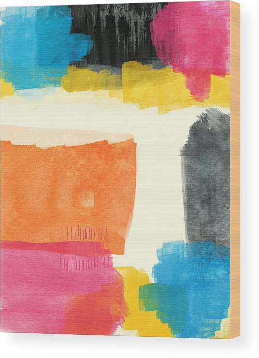 Spring Wood Print featuring the painting Spring Forward- Colorful Abstract Painting by Linda Woods