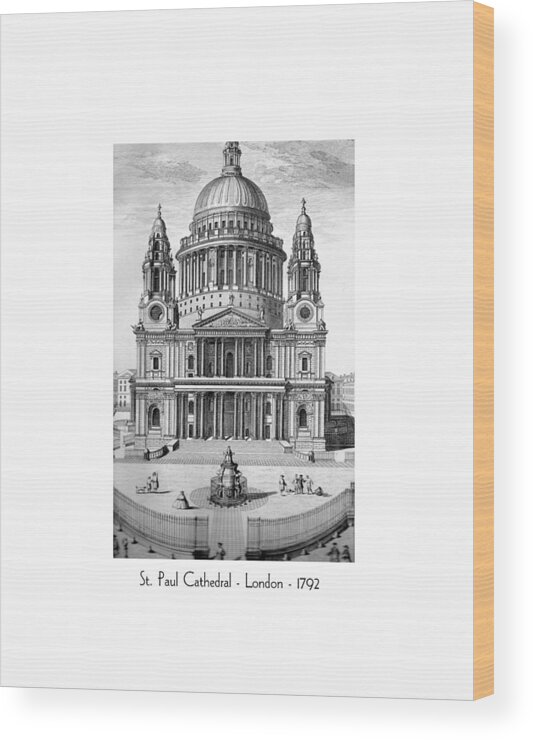 Anglican Wood Print featuring the digital art St. Paul Cathedral - London - 1792 by John Madison