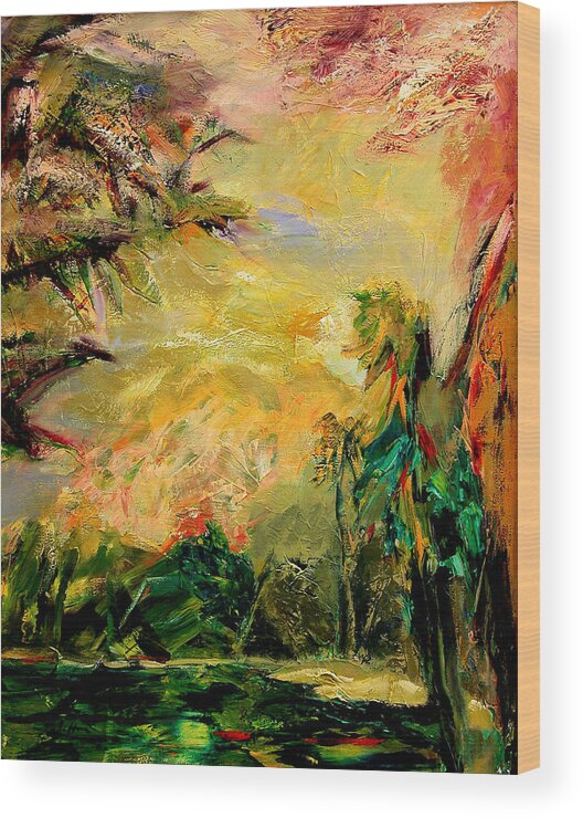 Tropical Paintings Wood Print featuring the painting Steamy Cove by Julianne Felton