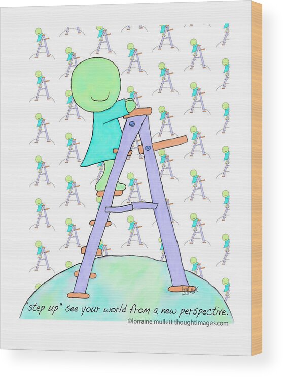 Super-self Wood Print featuring the mixed media Step Up Super Self by Lorraine Mullett