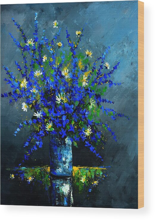 Flowers Wood Print featuring the painting Still life 675130 by Pol Ledent