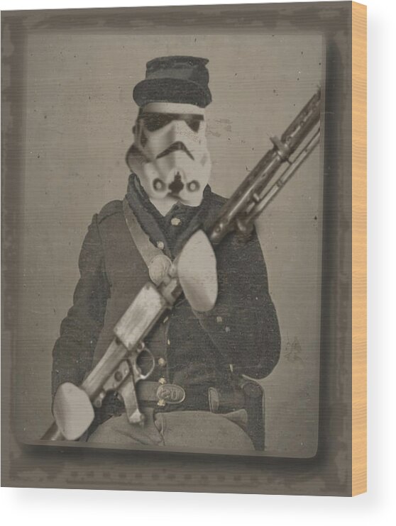 Storm Trooper Wood Print featuring the painting Storm Trooper Star Wars Antique Photo by Tony Rubino