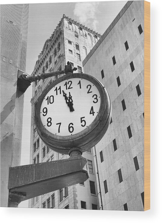 City Wood Print featuring the photograph Street Clock by Rudy Umans