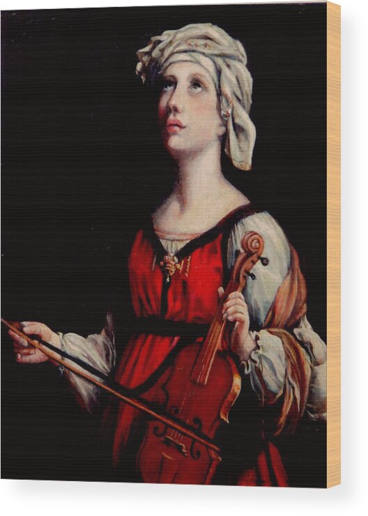 People Wood Print featuring the painting Study of St. Cecelia by Donna Tucker