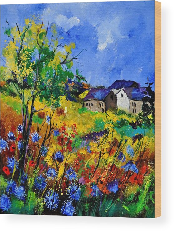 Landscape Wood Print featuring the painting Summer 673180 by Pol Ledent