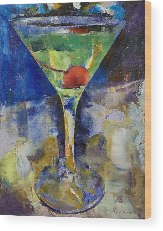 Summer Wood Print featuring the painting Summer Breeze Martini by Michael Creese