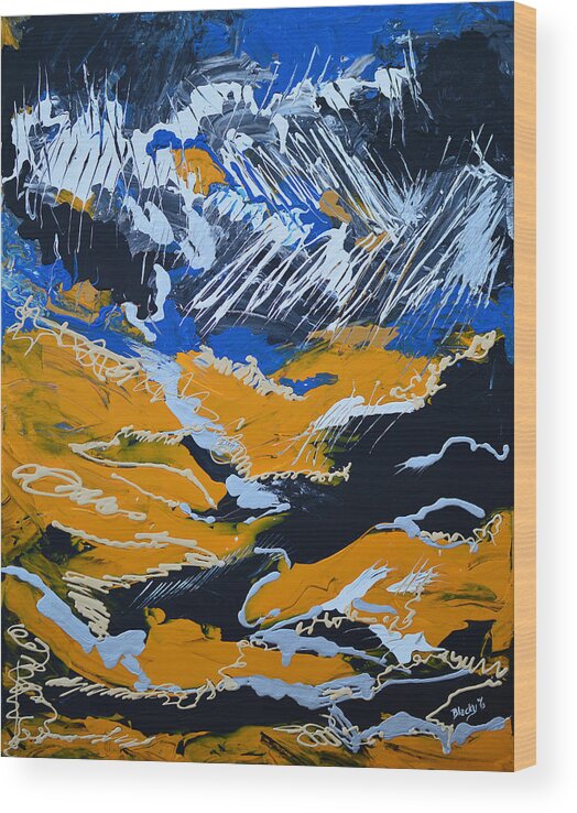 Bold Abstract Wood Print featuring the painting Summer Of Rain by Donna Blackhall