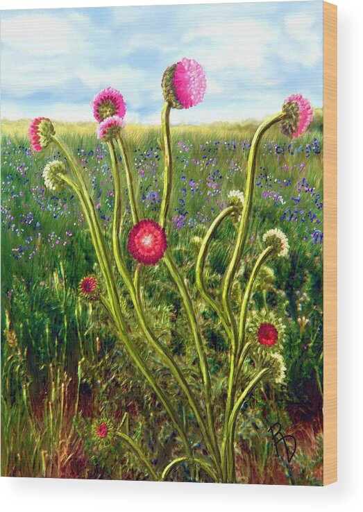 Impasto Wood Print featuring the digital art Summer Thistle by Ric Darrell