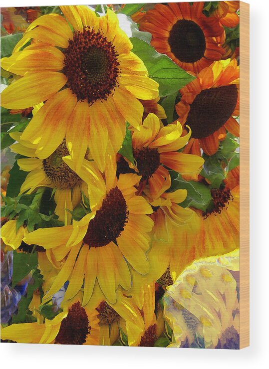 Flower Wood Print featuring the photograph Sun Fall by Kathy Bassett