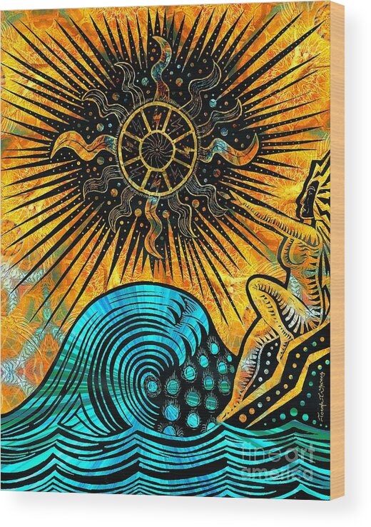 Goddess Painting Wood Print featuring the drawing Big Sur Sun Goddess by Joseph J Stevens