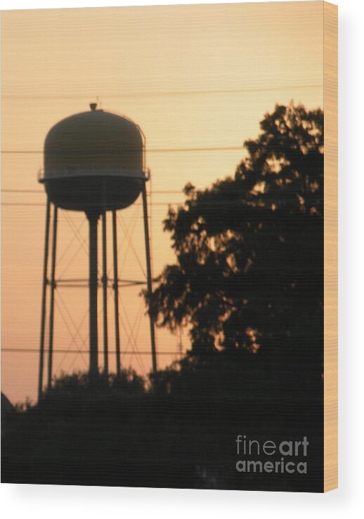 Water Tower Wood Print featuring the photograph Sunset Water Tower by Joseph Baril