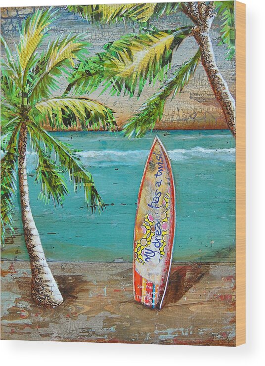 Surf Wood Print featuring the mixed media Surf's Up by Danny Phillips