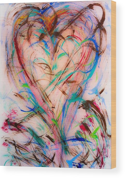 Hearts Wood Print featuring the painting Sweet Love by Marian Lonzetta