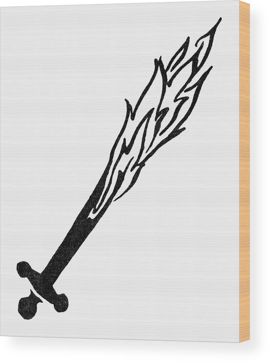 Adam Wood Print featuring the painting Symbol Flaming Sword by Granger