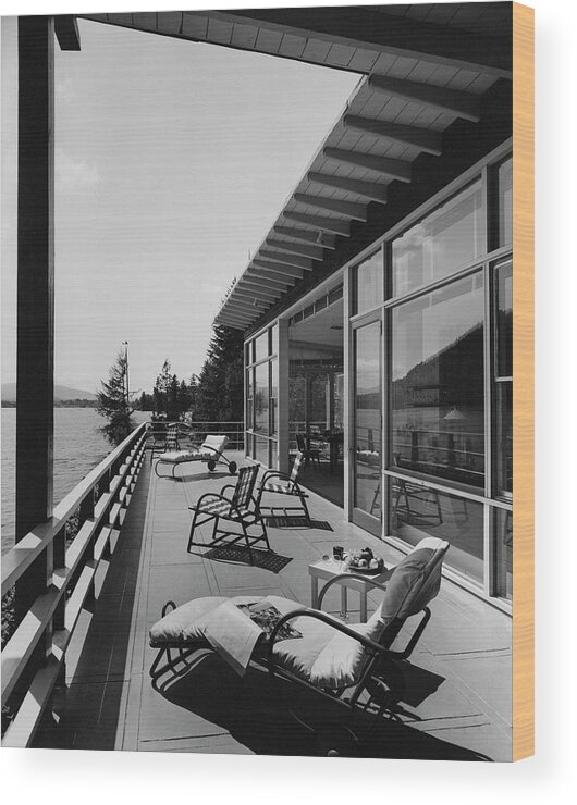 Architecture Wood Print featuring the photograph The Alfred Rose Lake Placid Summer Home by Robert M. Damora