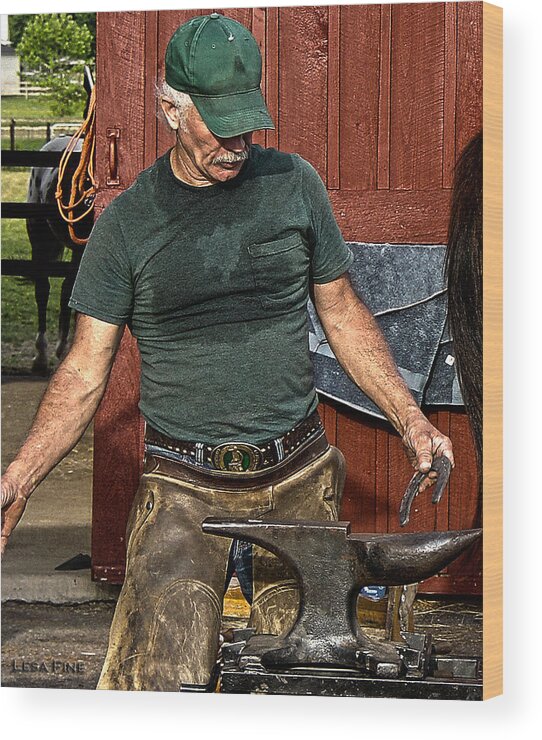 Farrier Wood Print featuring the photograph The Anvil and the Horseshoe by Lesa Fine
