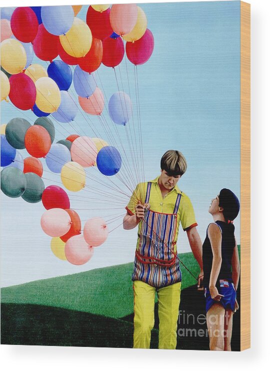 Balloon Man Wood Print featuring the painting The Balloon Man by Michael Swanson