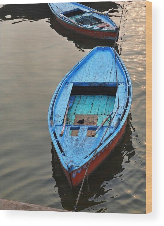Blue Boat Wood Print featuring the photograph The Blue Boat by Kim Bemis