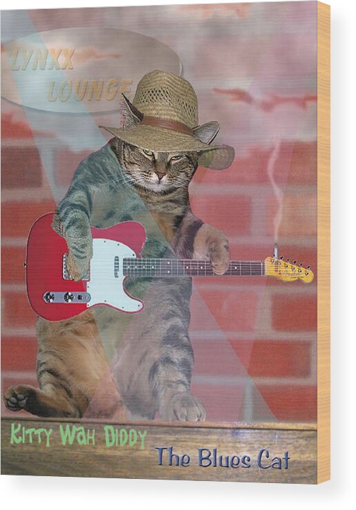 Cat Wood Print featuring the photograph The Blues Cat by Mike Kling