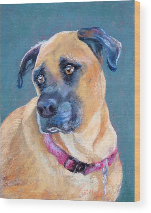 Bailey Wood Print featuring the pastel Bailey by Julie Maas