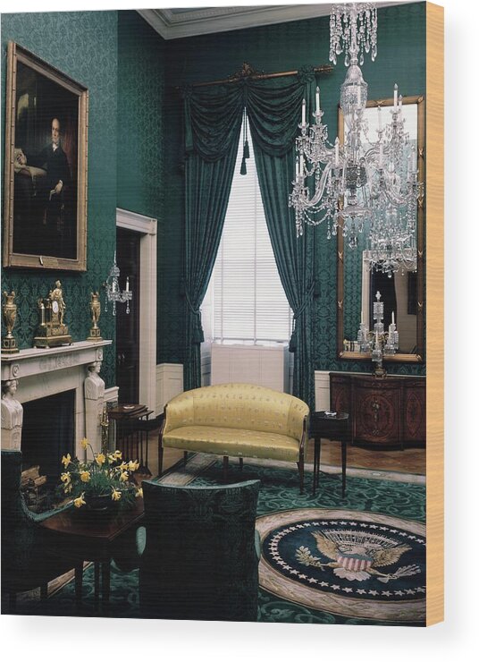 White House Wood Print featuring the photograph The Green Room In The White House by Haanel Cassidy