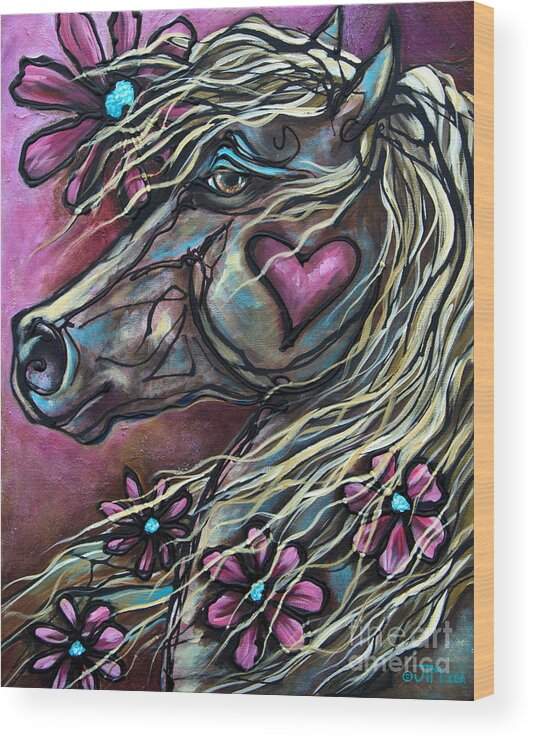 Horse Wood Print featuring the painting The Player by Jonelle T McCoy
