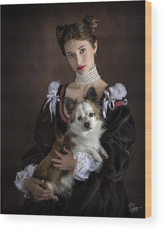 Princess Wood Print featuring the photograph The Princess And Her Dog by Endre Balogh