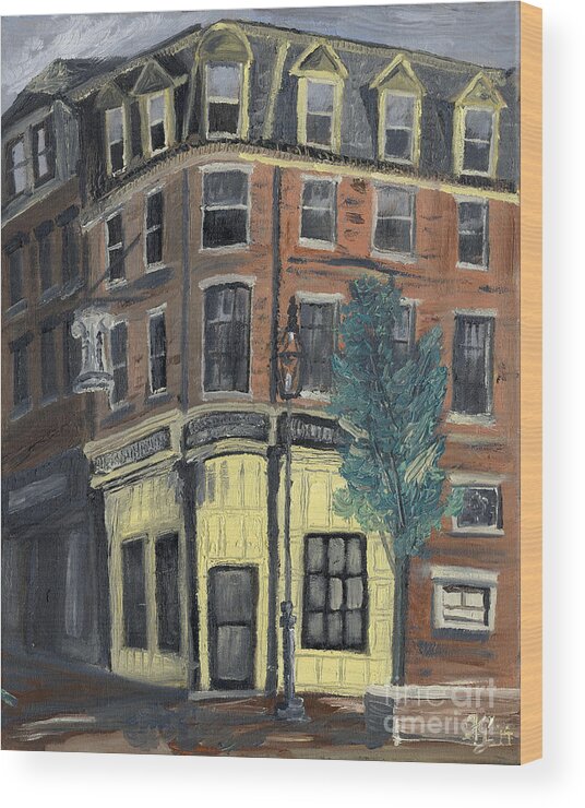 Portsmouthnh Shopfronts Americana Wood Print featuring the painting The Rusty Hammer by Francois Lamothe