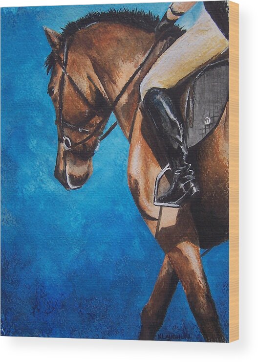 Dressage Wood Print featuring the painting The Warm Up by Kathy Laughlin