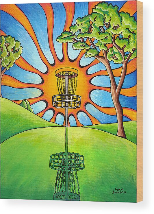 Disc Wood Print featuring the painting Throw Into The Light by Adam Johnson