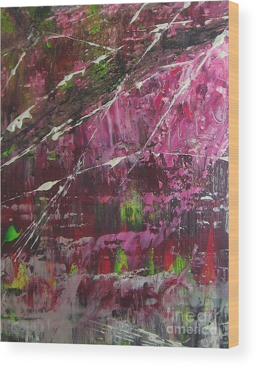 Pink Wood Print featuring the painting Tickled Pink by Lucy Matta