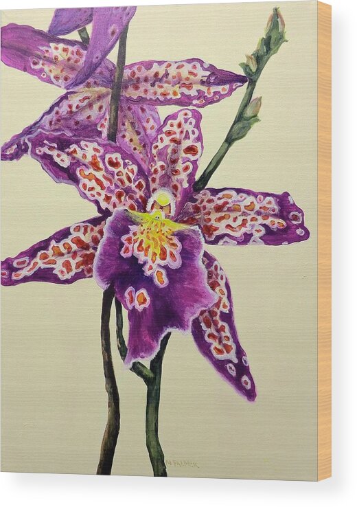 Orchid Wood Print featuring the painting Tiger Orchid by Mary Palmer