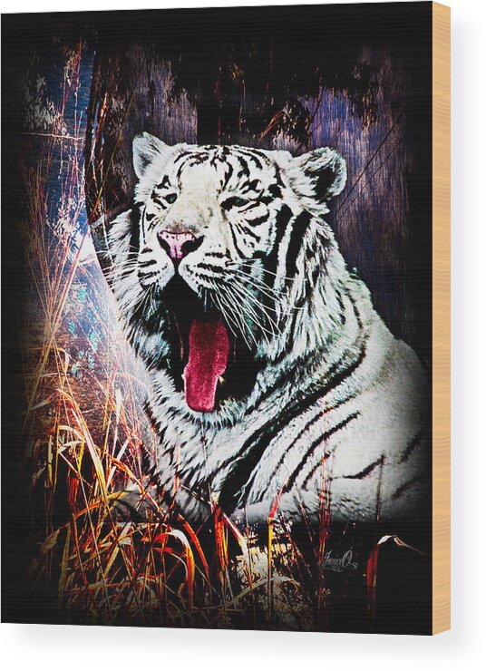 Big Cat Wood Print featuring the digital art Tiger White by Janice OConnor